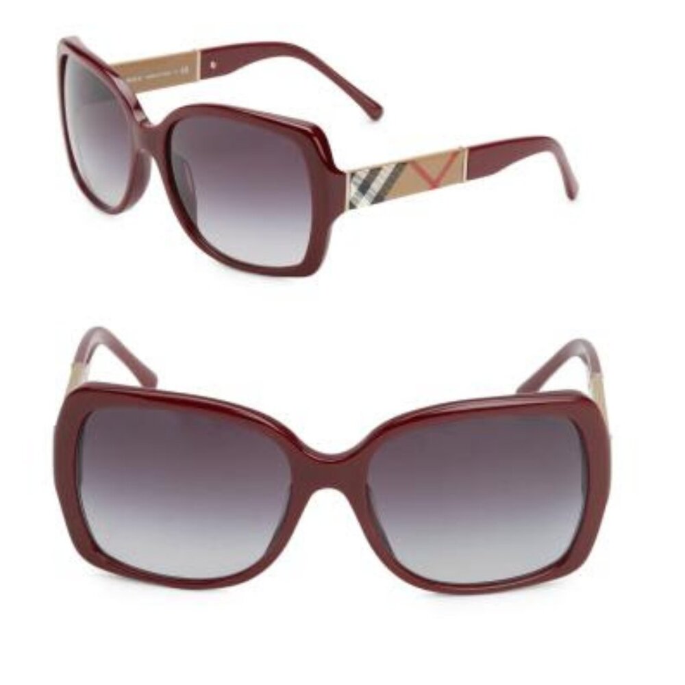 Burberry NWOT Authentic 58MM Square Sunglasses Dark Red